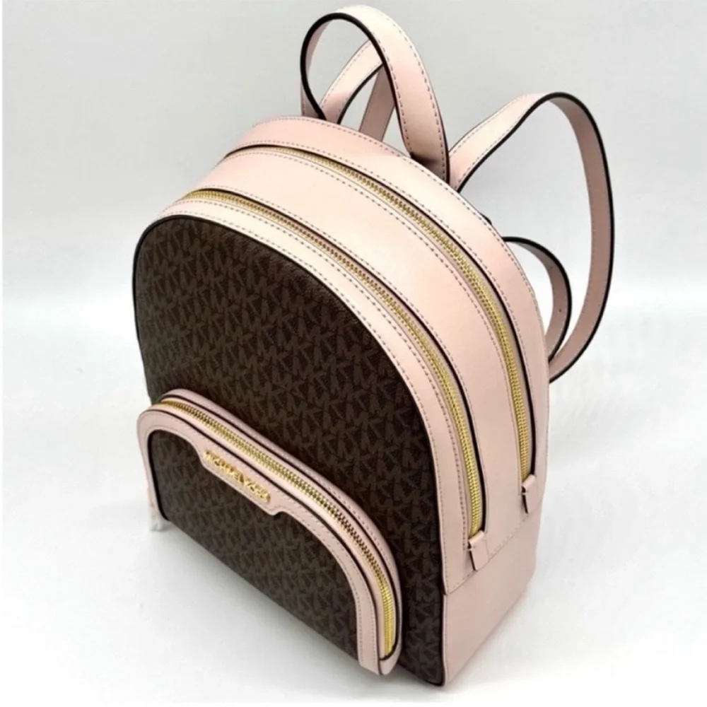 Michael Kors Jaycee Medium Logo Backpack & Matching Trifold Wallet Powder Blush - Picture 6 of 13